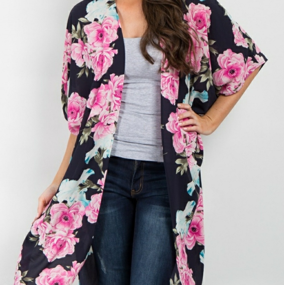 PinkBlush Navy Floral kimono
